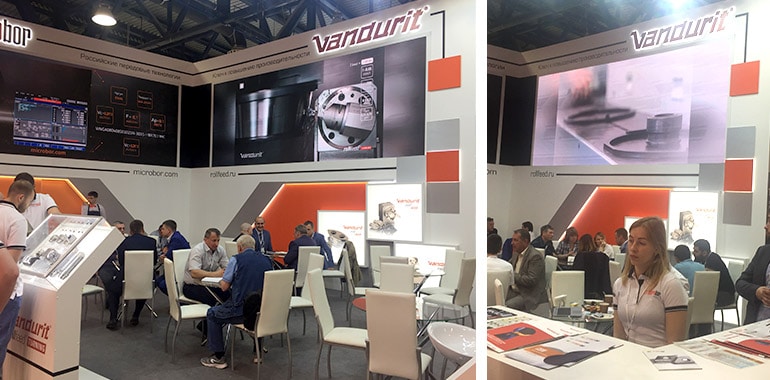 Messestand rollFEED Turning auf der Messe "Metalloobrabotka 2019" in Moskau / Russland